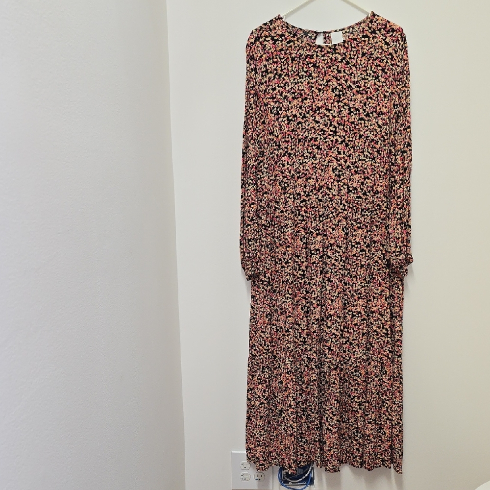 H&M Pink and Black Floral Maxi Dress